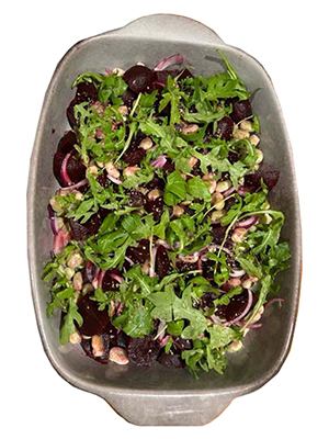 Broad bean and beetroot salad